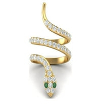 Sterling srebrni zlatni Vermeil Snake Women zamotavanje Prstena prirodne smaragdne kobre zmijski prstenovi