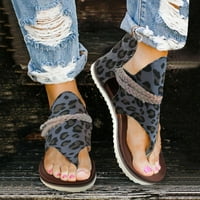 AVITICD Ženski luk stanovi cipele Dame Fashion Leopard Ispis platna Clip Toe Zipper STANS Cipele za