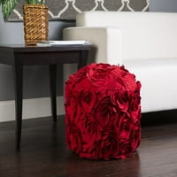 Surya su pouf rug rug pouf- venecijanski crveni ruže cvijeće 18 18 14