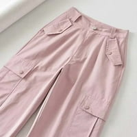 Ružičaste slatke hladne kombinezone Ženske hlače Ljeto tanki stil High struk casual hlače labave široke