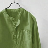 Wofeydo muške majice, majica gumb Muška bluza pamučna rukava boja kauzal gornjih labavih labavih muških bluza, polo majice za muškarce zelene 3xl