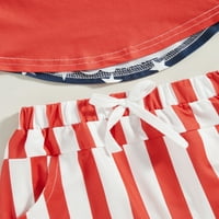 4. jula Dječaci za dojenčad Ljetna odjeća Tee majica + zvezde Stripe kratke hlače za dan nezavisnosti