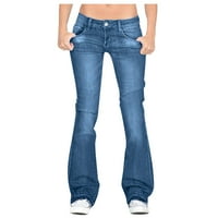 Tking Modne ženske hlače Bljeskalice Jeans Mid Stvari Bell Jeans Stretch Slim Hlače Dužina Jeans Hlače