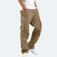 NJSHNMN teretna hlače za muškarce čišćenje lagane teretne hlače za dječake Muške casual planinarske hlače, Khaki, XXXL