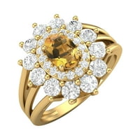 4. CTW ovalni oblik Prirodni citrinski 10K Zlatni pasijans Ženski vjenčani prsten