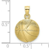 Carat u karatsu 10k žuto zlato Teksturirani košarkaški privjesak šarm sa 10k žutom zlatnom laganom užad ogrlicu 16 ''