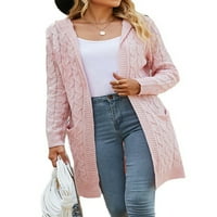 Zodanni Ženski džemper kaputi kabeli Klint Cardigan Mekani džemperi Topli kardigani Zimska odjeća Pink