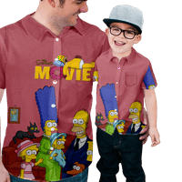 FNNYKO majice za muškarce i dječake Havajski Simpsonovi Ispisani Regularni fit casual gumb za print kratkih rukava prema havajske majice za odmor za odrasle djecu