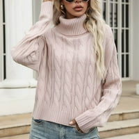 Cethrio džemperi za žene plus veličine turtlenecks casual visoki vrat dugih rukava čvrsto zazor zimske ružičaste džempere veličine s