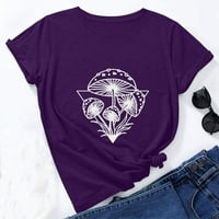 Zodggu Retro čvor Grafičke majice za žene čišćenje Vintage Trendi kratkih rukava Žene smiješne bluze sa gljivama Ljetna modna posada izrez majice Ležerne prilike, purple 8