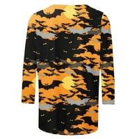 Olyvenn Womens plus majice Raglan rukav rukav bluza Halloween Funny Moon miševi Ispiši pulover opušteno