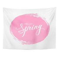 Fraza Dobrodošli Spring Pink krug četkica Slatka umjetnička crtana zidna umjetnost Viseća tapiserija