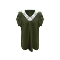 Dame Modni udoban čvrst boja srebrni V izrez kratki rukav majica Womens Plus veličine Jesen vrhovi V
