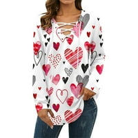 Majice za žene V izrez T majice čipke Ukupni šareni print Tunic vrhovi labavi fit tees bluze jesen zimska