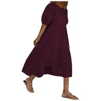 PEDORT WOMENS Dresses Ljetni a-linijski ljuljački haljine kratkih rukava Swing haljina, 2xL