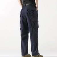 Wyongtao MENS Cargo Pants Casual Joggers Atletska hlače Pamučna labava ravna dukseva, Navy XXL