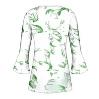 Košulje s dugim rukavima za žene odolijevanje plus veličine Ženske rupske rukave s rukavima s rukavima s cvjetnim tiskanim tunikama Ljeto Basic Košulje Pleted bluza bijela