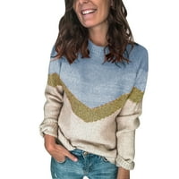 Durtebeua Pleteni džemperi na dugim rukavima Ležerne prilike u boji Blok Patchwork Puloveri ženske ležerne