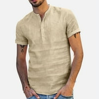 Jsaierl muška pamučna posteljina Henley majica casual gumb niz kratkih rukava Tropske košulje ljetne