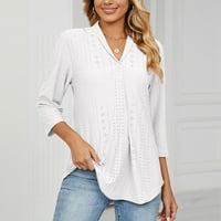 Žene Ljetne t košulje od košulja Tunike Tunike Tors Loose Comfy V izrez Puno boje Casual Majice Bluze