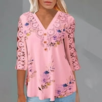 Ženski ljetni vrhovi šuplje košulje od čipke cvijeta za žene proljeće labave bluze casual v majice za