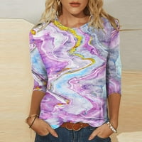 Ayolanni Slatki rukav pulover za žene za žene Trendy grafički ljeto majica Casual Marble Ispis Tine