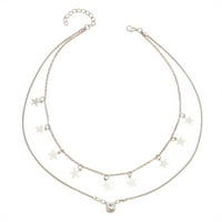 Duhgbne Fashion Simple Star ogrlice Choker Silver Tiny-Star ogrlice za žene i djevojke Charm Choker