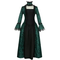 Lovskoo Gothic Odeća za žene plus veličina haljina Vintage srednjovjekovna haljina Halloween Festival dugih rukava čipka Cosplay haljina za muškarce i žene zelene boje