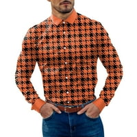 Muška majica Pleteni ispisani ovratnik na dugih rukava modni casual rever gumb uredske treninge za majice za muškarca