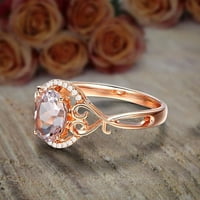 Prodaja 1. Karat 8x ovalni rez morgatit i dijamantski moissitni angažman prsten za vjenčani prsten sa 18k zlatnim pregradom