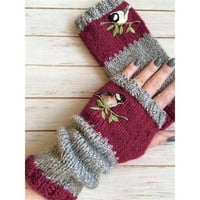 Yuehao rukavice mittens toplo pletene rukavice Rukavice na otvorenom Zima plus rukavice Velvet Embroidere rukavice