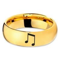 Tungsten Beam Note Music Band prsten Muškarci Žene Udobne cipele 18K žute zlatne kupole Polirano