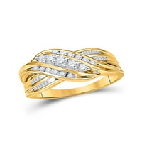 Čvrsti 10k žuto zlato okruglo Diamond 5-kamen Crossover bend Angažovanje obljetnice vjenčanja prsten
