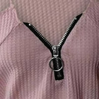 Bazyrey ženska bluza Žene V-izrez Čvrsti bez rukava izdubljeni vrhovi tunički patentni zatvarač bluza