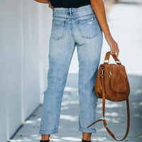 Jeans hlače modni gležanj visoke boje rupe u boji za žene hlače od pune plave plus veličine pantalone