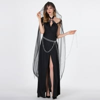 Fanxing Wove Witch Cosplay Kostimi Mesh čipka Duga haljina Vintage Witch haljina Side Split Maxi Haljine