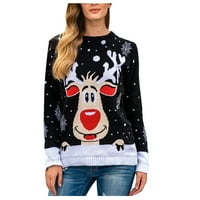 Dezsed Božićne džempere za žene modni okrugli vrat dugih rukava pada božićne majice tiskanje