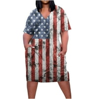 Žene 4. srpnja haljina Ženska američka haljina zastava Patriotska odjeća Danska haljina Ispiši labavu