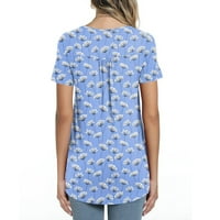 Zodggu Tunic Nasled osnovne majice za žene Trendy kratki rukav ženski vrhovi traka za ispis Bluza Ljetni