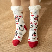 Ediodpoh Željezne lakirane čarape Zimske termalne snježne pahuljice Božićne čarape Fluffy toplo zatvorene