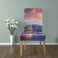 Šareni proljetni zalazak sunca na kanalima Amsterdam Stretch stolica pokrivač zaštitnika za blagovaonicu Hotel Wedding Party Set od 1