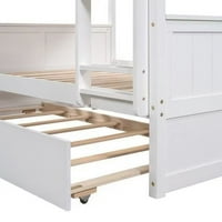 Krevet na kat s dvostrukim veličinom, punim preko punim okvirom kreveta na kat sa ljestvikom i sigurnosnim