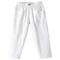 Paille Žene Solid Boja Retro harem pantske torbeste radne pantalone Pleted turnedske dno hlače bijele