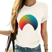 Rainbow Modni ženski ljetni vrhovi Grafičke majice - Komforne majice kratkih rukava za žene s jedinstvenim