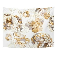 Uzorak Zlatna Hydrangea i Cherry Cvijeće Botanička cvjetna luksuzna zidna umjetnost Viseća tapiserija