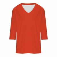 Majice za rukav za žene Ležerne prilične fit solidne boje V izrez bluza vrhovi modni rastezljivi udobni
