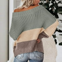 Vremenski džemperi za djevojčice Ženske patchwork patchwork hladnog ramena pletenje pulover kaput, sivi,