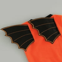 Diconna Babys casual dugačak rukav rumper slatka Halloween BAT krila luk okrugli vrat trokut Jumpsuits narandžasti 0- mjeseci