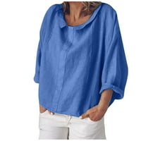 Feternal Women Ljeto Ležerne prilike Solid Color LongSleeve Slabovi na vrhu Bluze Maxi Haljine za žene
