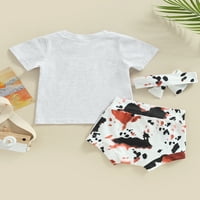 Western Baby Girl Ljetna odjeća kaumirl s kratkim rukavima retro boho krava za ispis Bloomers Shorts